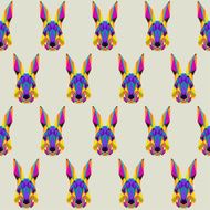 Abstract bright colored polygonal triangle geometric rabbit seamless pattern background