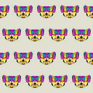 Abstract bright colored polygonal triangle geometric koala seamless pattern background