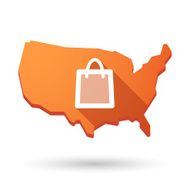 USA map icon with a shopping bag