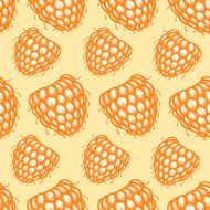 Seamless pattern with hand drawn decorative raspberries N2