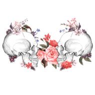Roses and Skull Day of The Dead Vector illustration