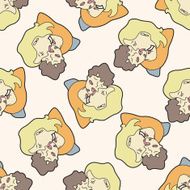 france couple cartoon seamless pattern background
