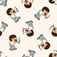boy man cartoon seamless pattern background N47