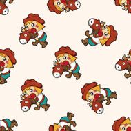 lady girl cartoon seamless pattern background N63