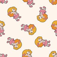 lady girl cartoon seamless pattern background N64
