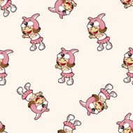 lady girl cartoon seamless pattern background N66