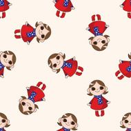 lady girl cartoon seamless pattern background N67