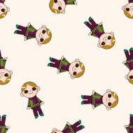 boy man cartoon seamless pattern background N49