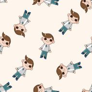 boy man cartoon seamless pattern background N50