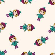 lady girl cartoon seamless pattern background N69