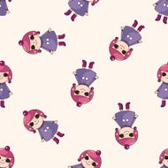 lady girl cartoon seamless pattern background N70