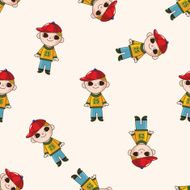 boy man cartoon seamless pattern background N52