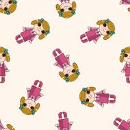 lady girl cartoon seamless pattern background N71