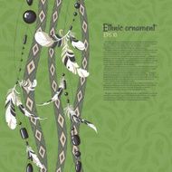 Ethnic feathers and beads vector background
