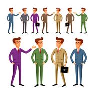 Smiling businessman shows the thumb up Vector illustration