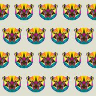 Abstract bright colored polygonal triangle geometric polar bear seamless pattern