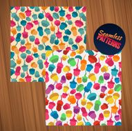 seamless oak acorn pattern set rainbow colors