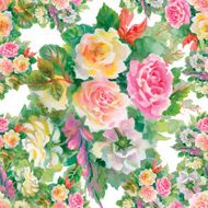 Seamless floral pattern with of red and orange roses