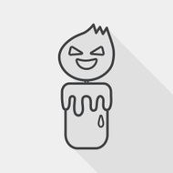 halloween candle flat icon with long shadow line