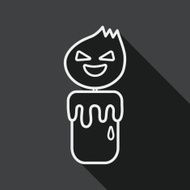 halloween candle flat icon with long shadow line N2