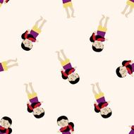 lady girl cartoon seamless pattern background N73