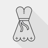 woman dress flat icon with long shadow line