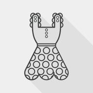 woman dress flat icon with long shadow line N2
