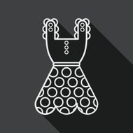 woman dress flat icon with long shadow line N3