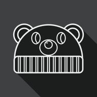 baby hat flat icon with long shadow line N3