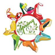Multicoloured fashion womens shoes Circle composition Spring