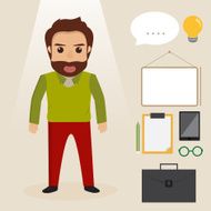 businesss people character at office with hipster style