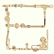 Hand-drawn frame decorative style steam punk