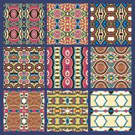 set of different seamless colored vintage geometric pattern