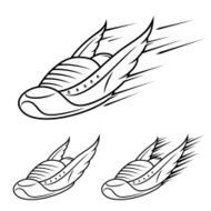 Running winged shoe icons sports with motion trails
