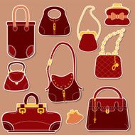 Set of woman bags and handbags