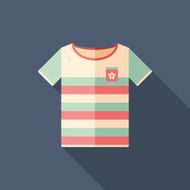 Colorful beach t-shirt flat square icon with long shadows