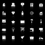 Art and creation icons with reflect on black background N2