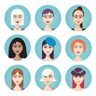 set of vector women characters