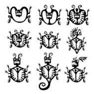 Set of mites or beetles in native style vector