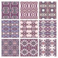 set of pink different seamless colored vintage geometric pattern