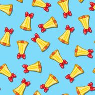 Seamless pattern of Christmas bells on blue background