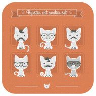 Hipster cat avatar set on pink