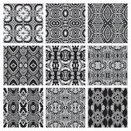 set of grey different seamless vintage geometric pattern