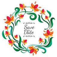 Vector floral frame with abstract colorful flowers Nature background
