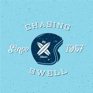 Chasing Swell Abstract Retro Surfers Vector Label or Logo Template