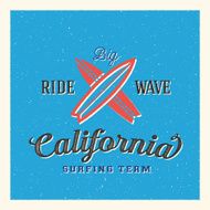 California Surfing Team Abstract Vector Label or Logo Template