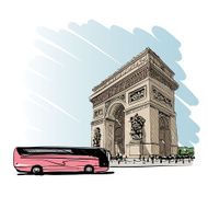 Triumphal Arch in Paris France Vector illustration