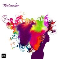 Beautiful fashion woman with floral abstract elements