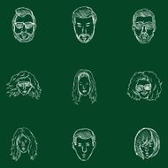 Vector Set of Chalk Hairstyles Icons N2