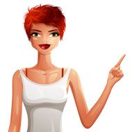 Vector drawing of a young pretty lady with fashionable haircut